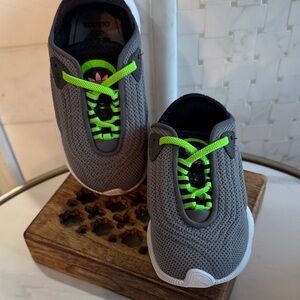 Adidas Kids' Gray Shoes with Neon Green Accents